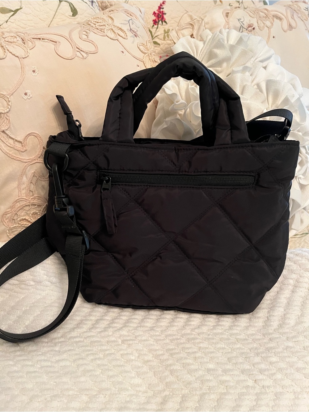 Quilted Black Tote Crossbody Bag by Bagsmart